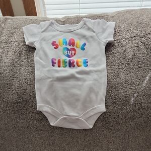 White Baby Onesie with Rainbow Text